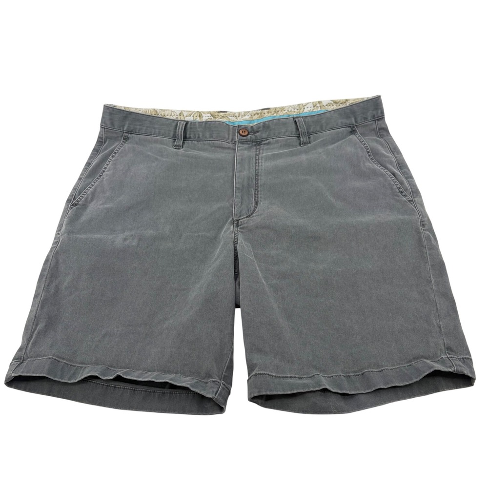 Tommy Bahama Boracay Chino Shorts Mens 38 Gray Cotton Tencel Stretch 9in Inseam